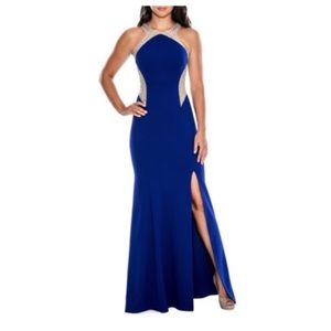 Royal blue and gold dress